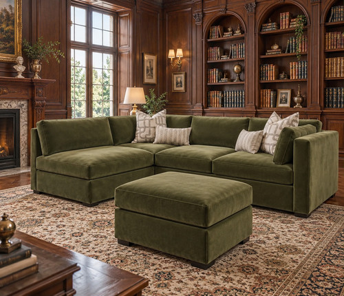 Green shape velvet corner - velvet,
