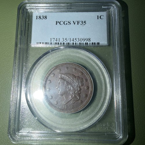1838 coronet large cent pcgs - 1838,