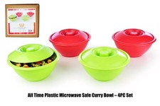4 X MICROWAVE SAFE STRONG PLASTIC BOWLS WITH LID - (7")