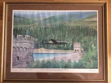 BBMF  LANCASTER OVER DERWENT DAM DERBYSHIRE FRAMED PRINT 617 DAMBUSTER SQUADRON