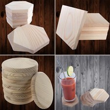 Unfinished Pine Wood Craft Shapes |Wooden Pieces Circle Square Hexagon DIY Discs