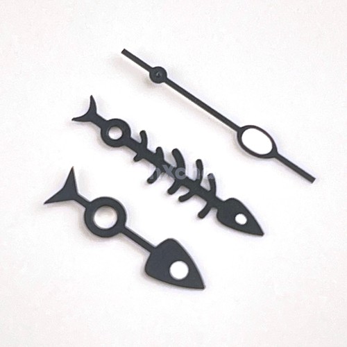 Black fish bone watch hands - fish,