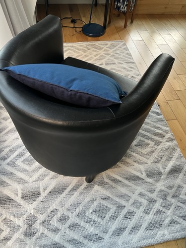 Black upholstered tub chair - black,