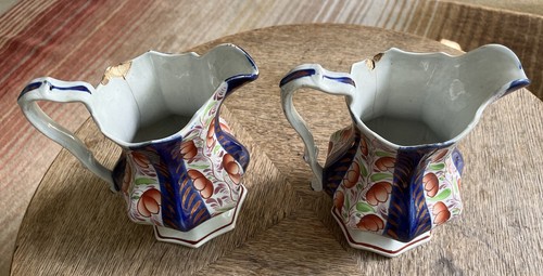 Pair gaudy welsh jugs c19th - welsh,