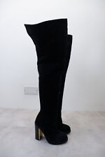 Topshop Womens Thigh High Suede Heeled Boots Size Uk 5 Eu 38 Black 