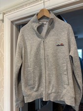VINTAGE ELLESSE GREY ZIPPED JACKET SWEAT TOP UK SIZE MEDIUM