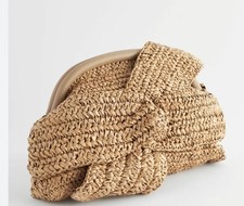 Raffia Bow Clutch Women's Bag