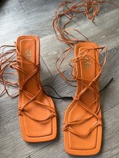 Zara Orange Strappy Wrap Around Heels