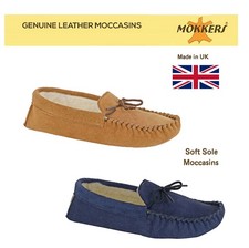 Mens MS161 Warm lined Real suede leather Moccasins soft suede sole, Made in UK