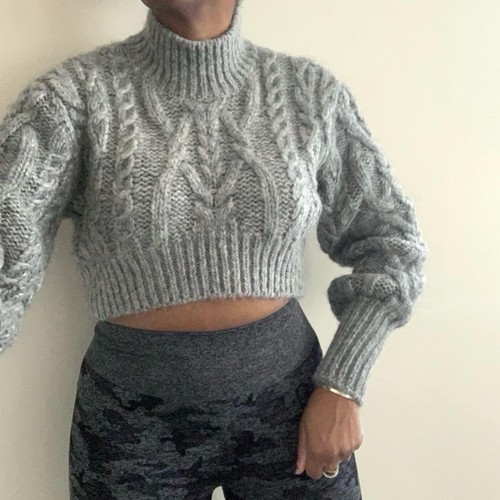 Zara grey cropped cable knit - zara,