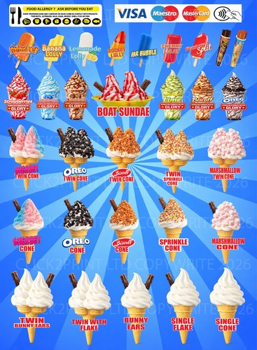Soft serve ice cream menu - ice, sign