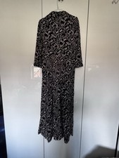 Zara Black Cream Marilyn Print Maxi Belted Shirt Dress Size XL