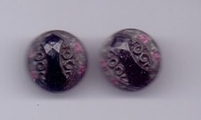 PAIR Victorian buttons - painted black glass