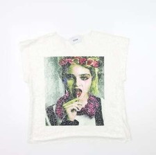 Zoya Womens White Polyester Blend T-Shirt Size L