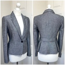 Hobbs Navy White Linen Jacket