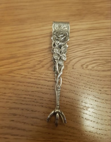 Antique silver sugar tongs - silver,