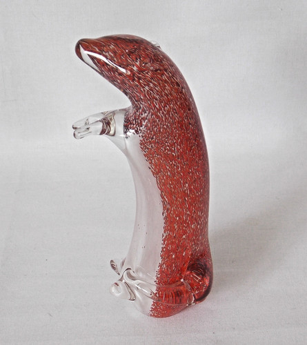 Vintage art glass otter - art,