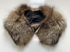 Vintage Natural Brown Long Pile Real Fox Fur Collar Scarf Hood Trim