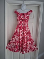 Pink white gypsy style dress  floral off shoulder by Menglu size 12/14 Summer