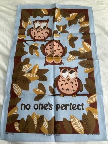 Irish linen owl tea towel - irish,