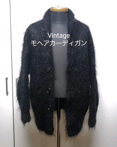 Vintage black mohair cardigan - black,
