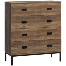Chest of Drawers 4 Drawer Unit on Metal Legs Rustic Wood-Effect Finish