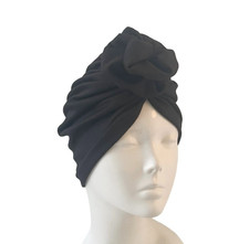 Black jersey chemo turban hat