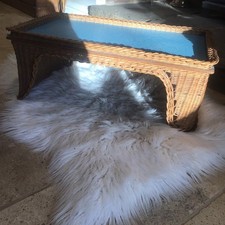 Rare  Vintage Wicker Bed Breakfast Laptop Serving Tray, Boho Plant Stand