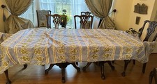 Vintage Hand Made Rich French Fabric Throw Or Banquet Tablecloth 146” X 58”