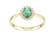 9ct Yellow Gold Emerald Cluster Ring Oval Shape Cz Stone by Citerna