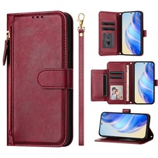 For Various Phone Zipper Leather 7 Card Wallet Case Bag Flip Stand Fashion Cover