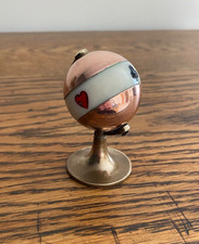 ANTIQUE C1900 COPPER & BRASS GLOBE FORM CARDS SUIT POKER MARKER TRUMPS