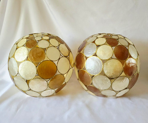 Pair vintage capiz - vintage, shell
