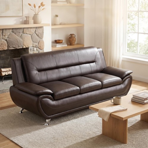 Faux leather seater sofa - 3-seater,