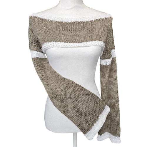 Handmade knit shrug - knit, taupe