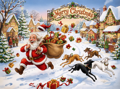 Greyhounds whippet christmas - greyhounds,