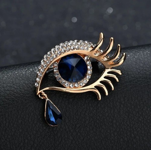 Crystal eye corsage brooch - crystal,