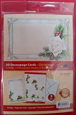3D Decoupage Card Making Kit - White Rose - 3 Cards