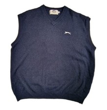 Vintage Slazenger Golf Sweater VestXL Navy Blue Lambswool  Sleeveless Jumper