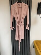 NEW Lipsy Pink Coat Tie Belt Unlined Duster Wrap Stretch Crepe Fabric Tie Cuff