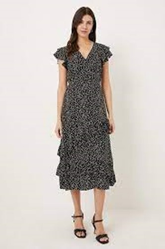 Wallis black spot midi frill - wallis,