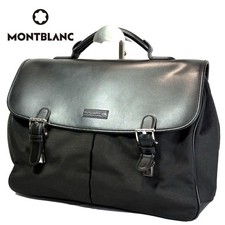 Montblanc Business Bag Briefcase Leather Canvas Black Authentic