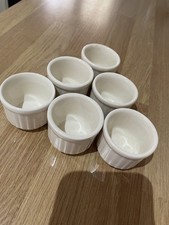 Set 6 Mini 2" White Ribbed Porcelain Biltons England Dip Souffle Dish vintage