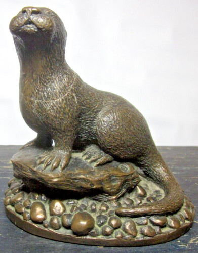 Bronze otter nose signed - nose, up,