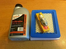 Rover Lawnmower Service Kit. Air Filter & Spark Plug Engine oil B&S Quantum 