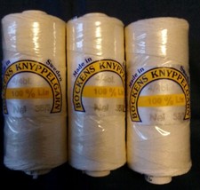 3 x 25 Gram Spools Bockens Linen Lace Thread 35/3.   4/4 Bleached (H)