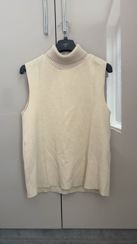 Cream sleeveless roll neck - sleeveless,