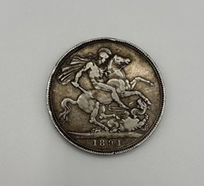 1891 Crown Silver Coin Fine