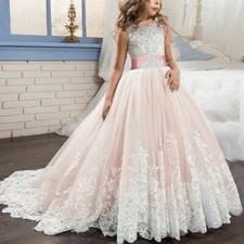 Kids Princess Long Dresses Bridesmaid Flower Girls Maxi Dress Wedding Party Gift