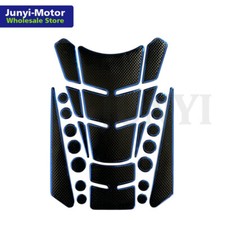 Motorcycle Oil Gas Fuel Tank Pad Protector Sticker Grip Guard Decals Chrome Blue